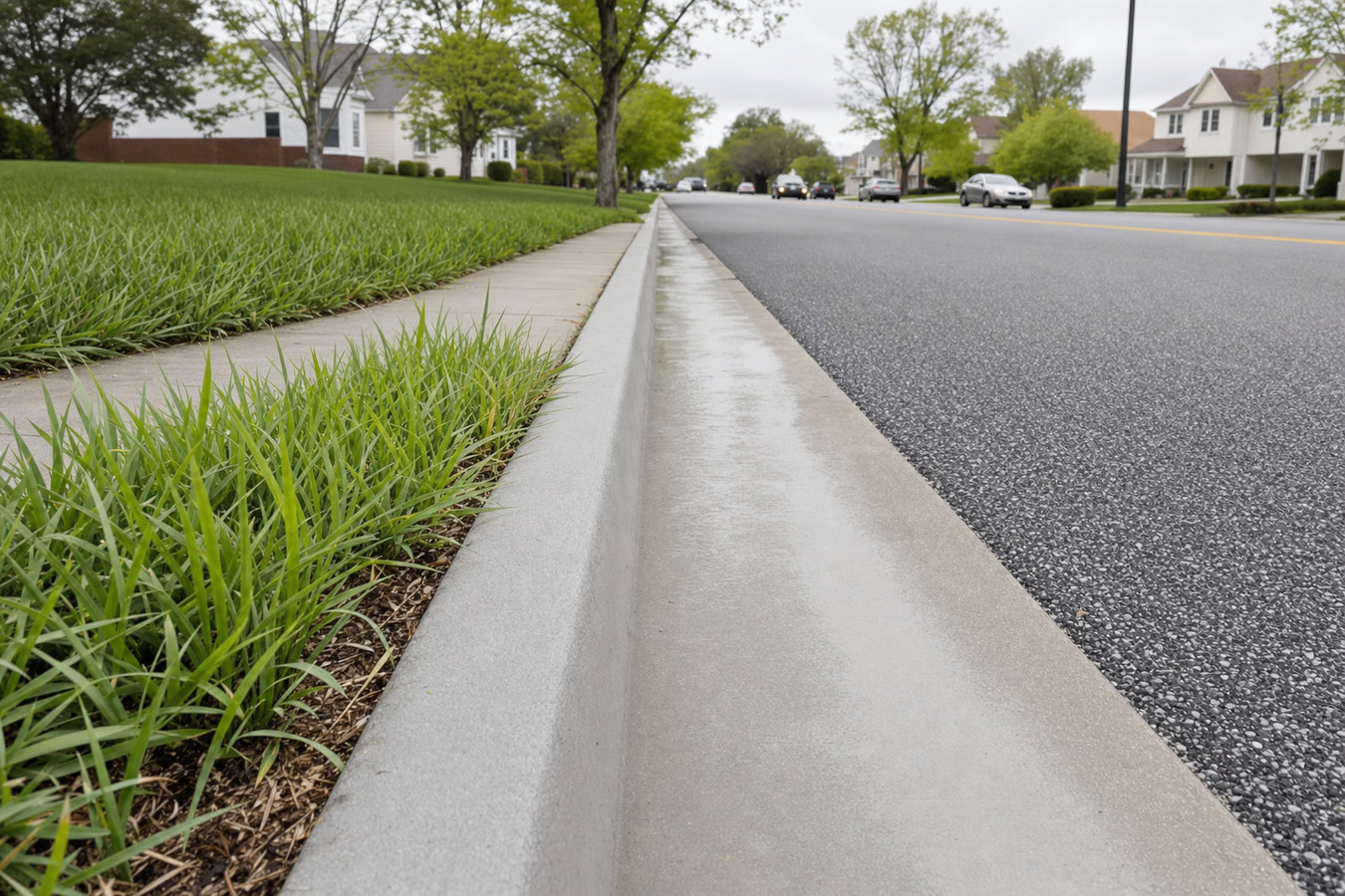 Concrete curbing and sidewalks